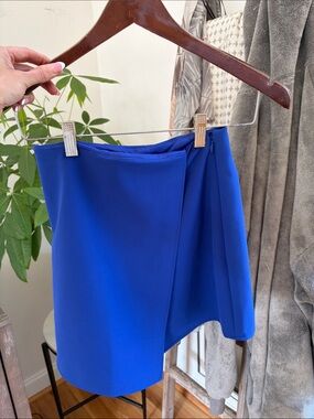 Express Cobalt Blue Asymmetrical Wrap Skirt